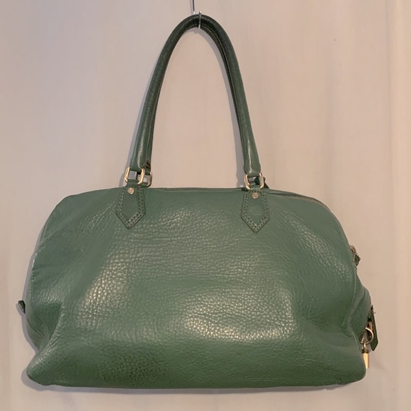 Cole Haan sage green pebbled leather weekender bag - Picture 2 of 11